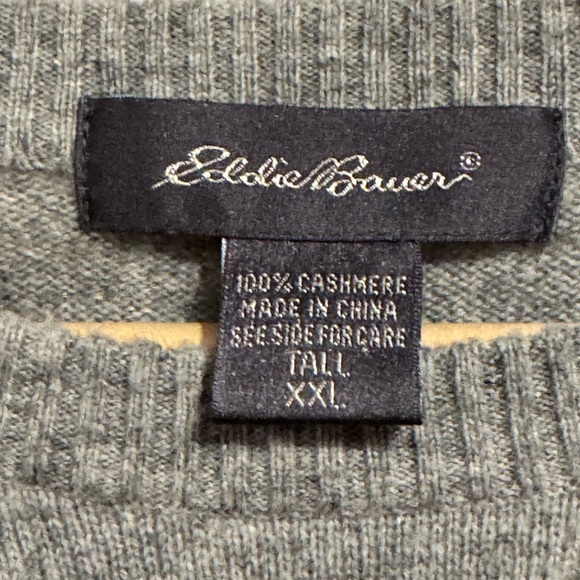 Eddie Bauer 100% Cashmere Sweater in Gray XXL Tall - Picture 2 of 7